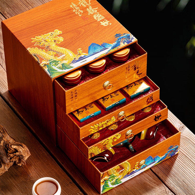 新年送礼高档茶叶礼盒装金骏眉红茶普洱肉桂茶具一整套礼品岩茶