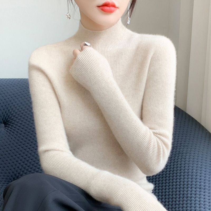 半高领毛衣女2023秋冬新款针织衫修身内搭长袖上衣百搭洋气打底衫