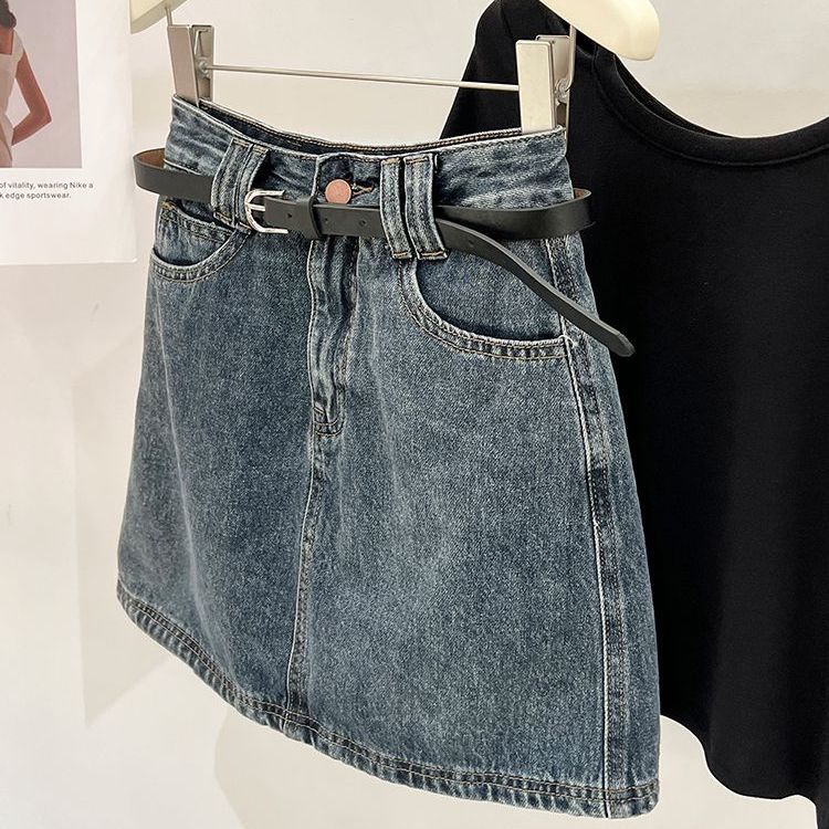 2023春季新款美式复古A字牛仔半身裙女高腰百搭显瘦辣妹包臀短裙