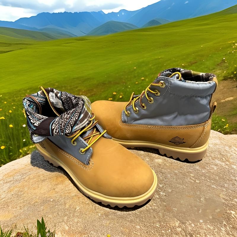 男女同款大黄靴户外经典百搭个性四季款拼接黄色复古真皮