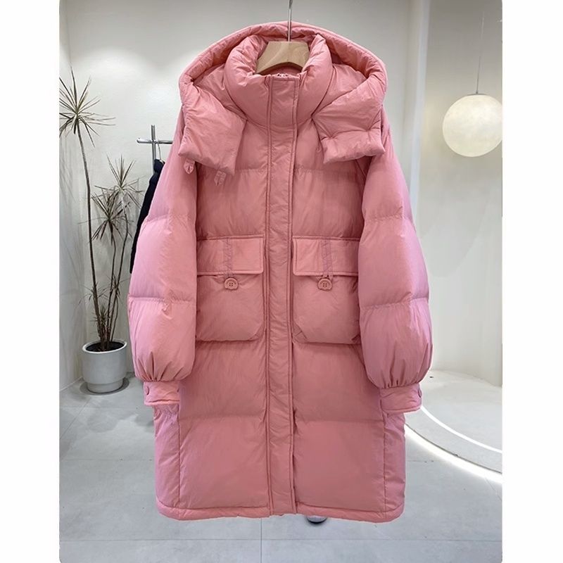 雅鹿2024新款冬装时尚宽松羽绒服女中长款白鸭绒过膝洋气休闲潮牌