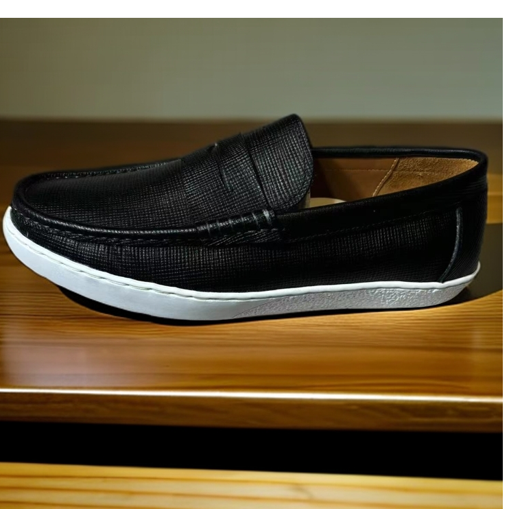 男士黑色手掌纹板鞋时尚百搭牛皮舒适真皮豆豆鞋休闲乐福鞋男款