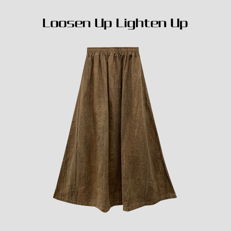 Loosen Up【扎染废土风】复古国风枯叶肌理感苎麻棉宽松显瘦大摆裙