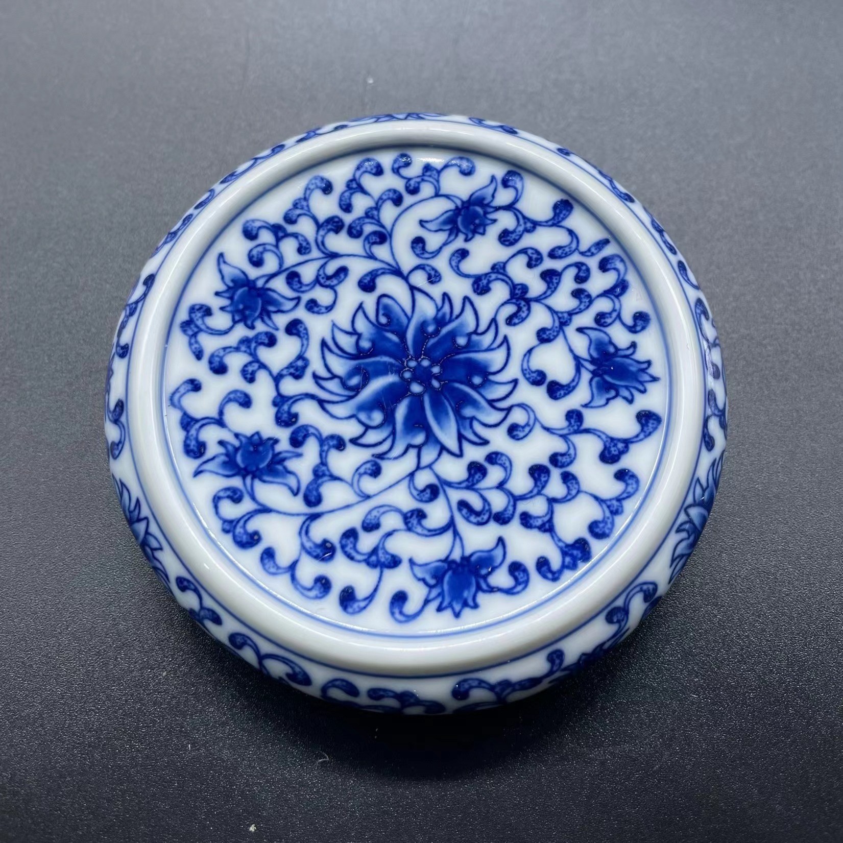 仿古青花陶瓷釉下彩家用实心盖置功夫茶具配件杯垫盖垫