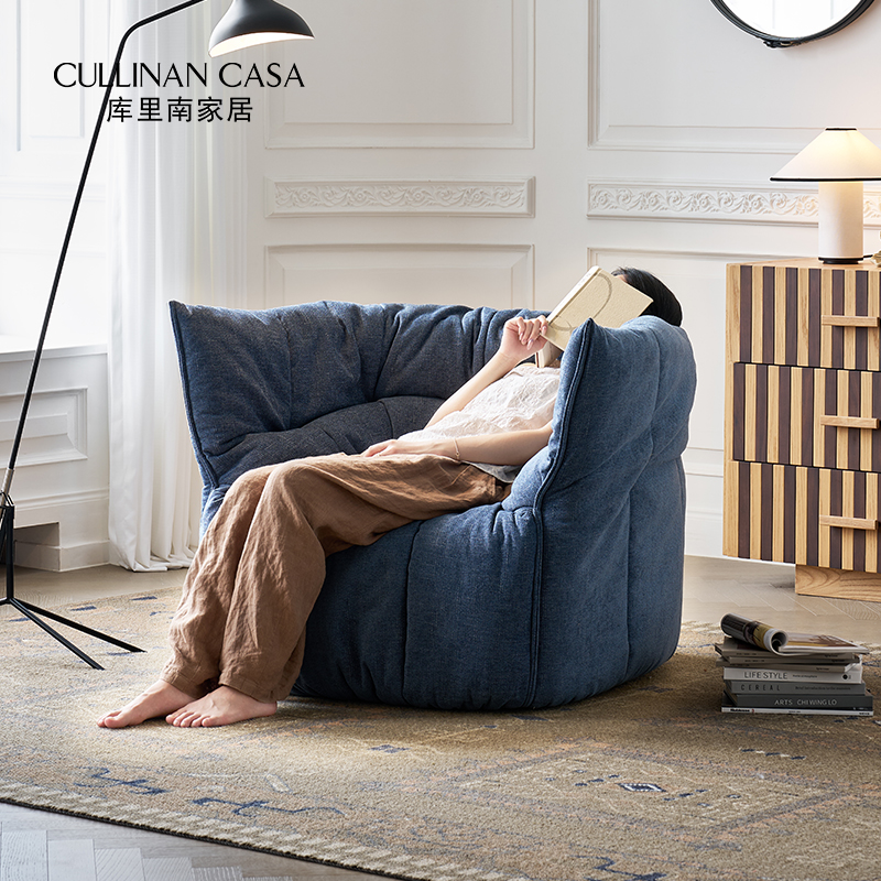 库里南家居布里甘丁休闲椅小户型客厅奶油风布艺沙发现代简约单椅