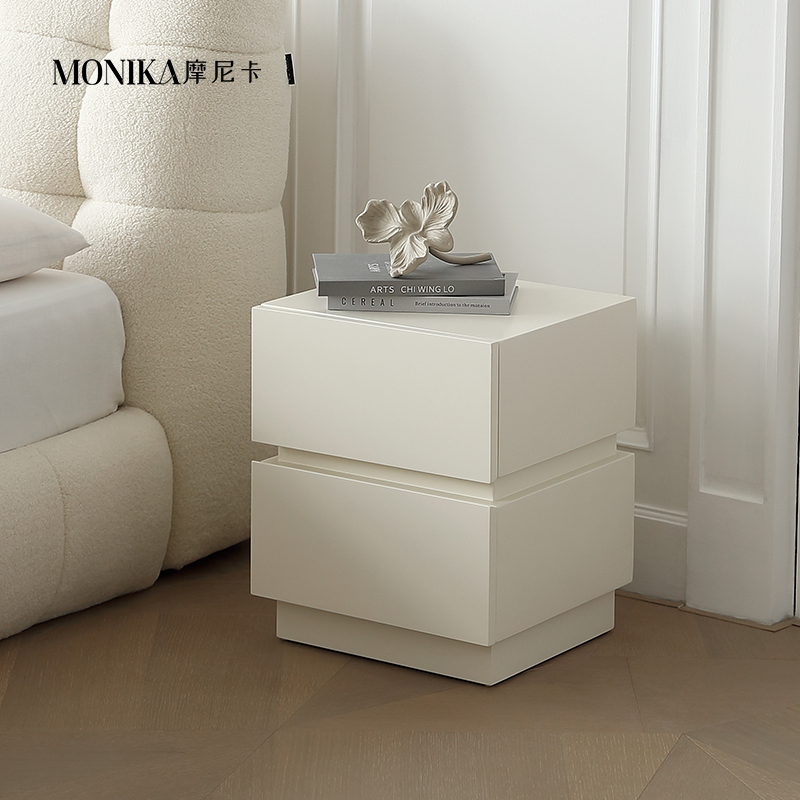 库里南家居如梦床头柜法式奶油风双层抽屉床边柜收纳抽屉式储物柜