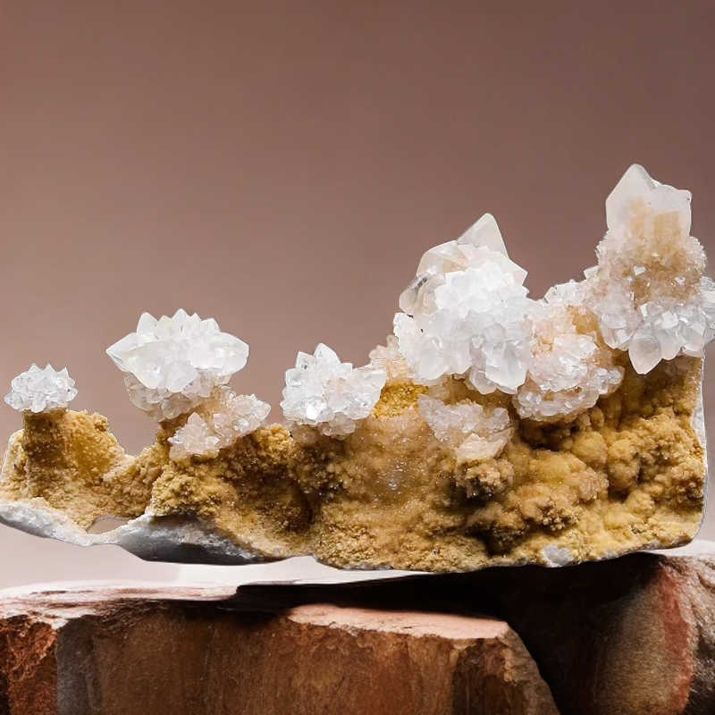 晶簇摆件摆设结晶花创意水晶石头标本鱼缸酒柜花盆景石