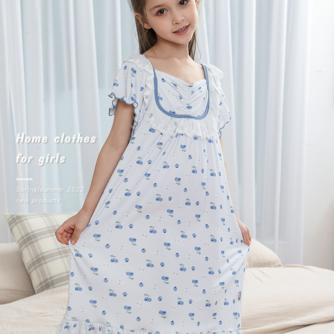 妈咪yinxiang女童女孩子夏季新款睡裙薄款碎花家居裙