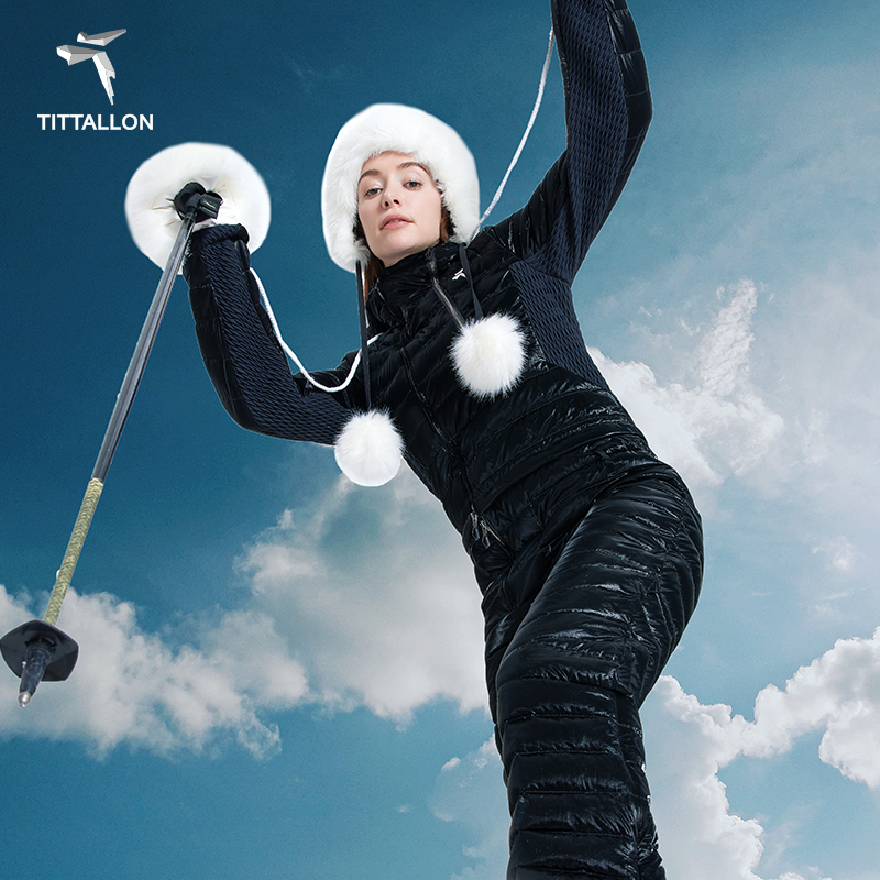 【C系列】Tittallon体拓时尚双板滑雪服女加厚防寒连体滑雪衣套装