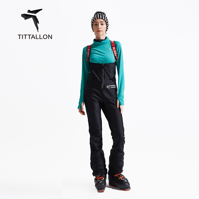体拓（TITTALLON）时尚滑雪裤女 冬季修身  单板滑雪背带裤女连体雪