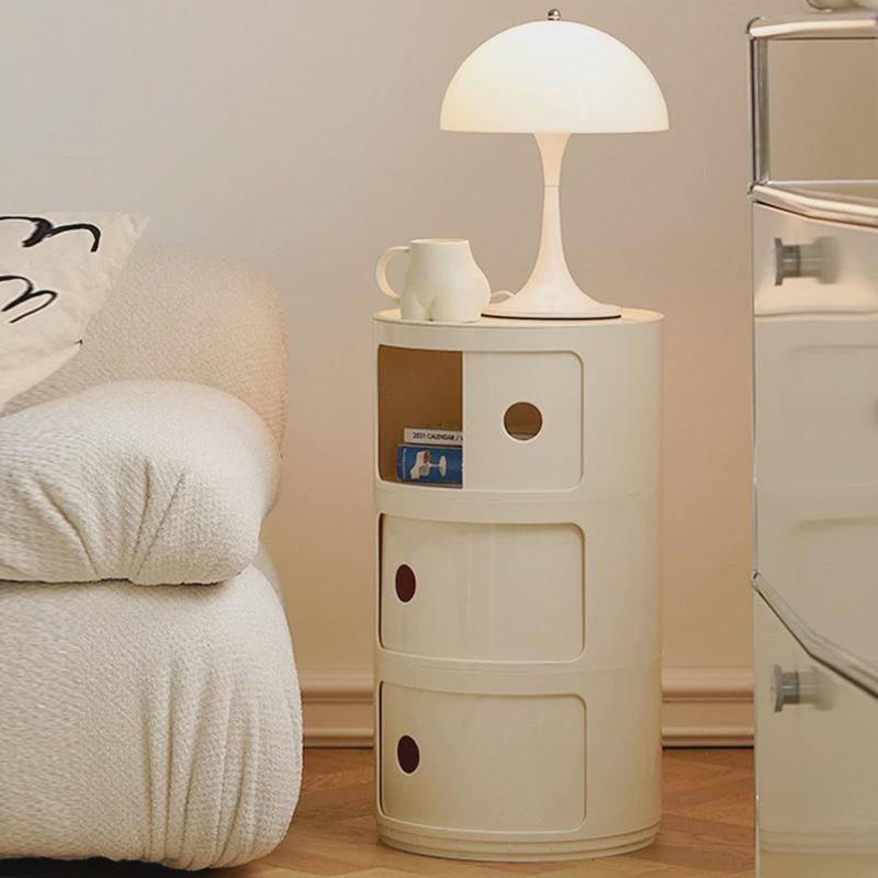 圆形卧室塑料床头柜创意斗柜儿童储物收纳柜子客厅边几简约置物架