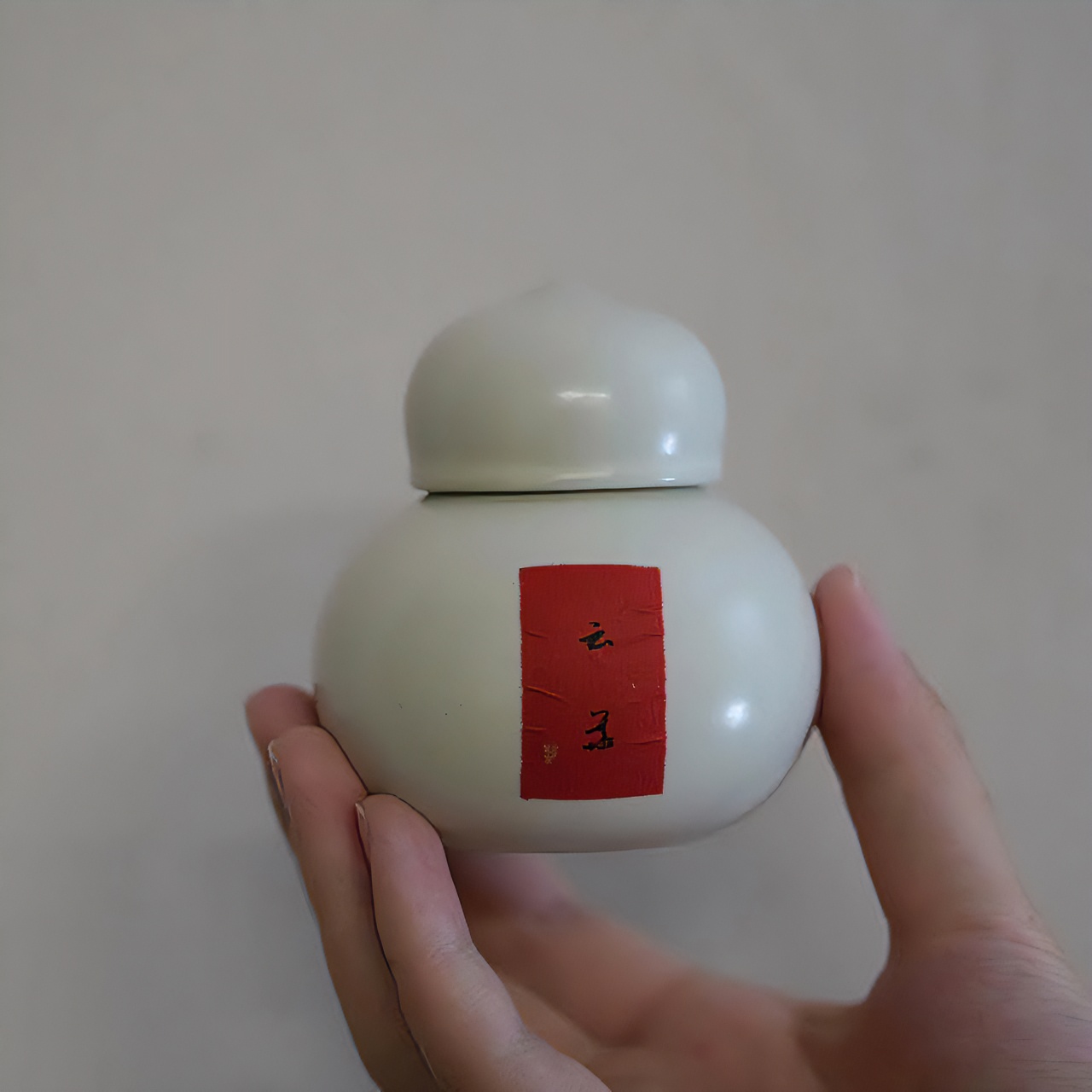 小鱼与木便携小号葫芦茶叶罐 福利茶器 高档 绿色天青复古茶道