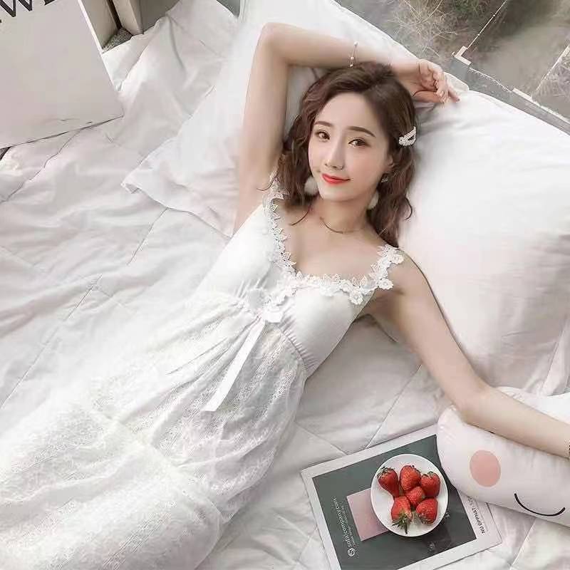 夏季女士蕾丝带胸垫吊带手撕光滑睡衣裙(家好又美服饰）
