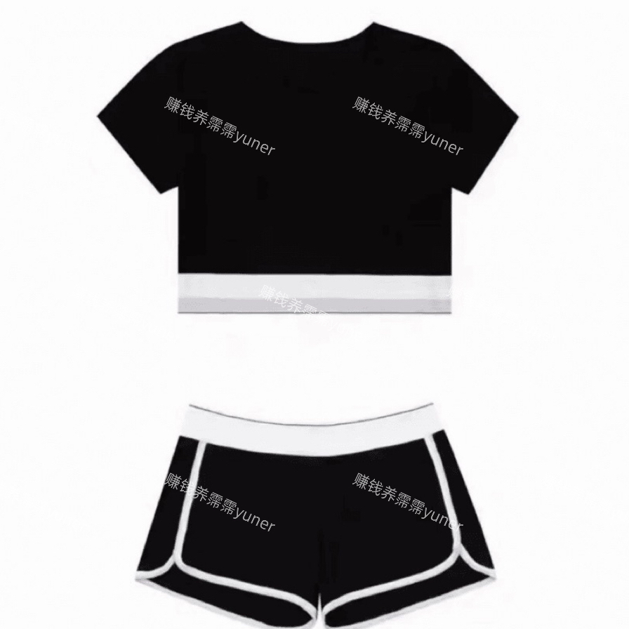 Yun-非常实穿可爱的短上衣短裤运动套装