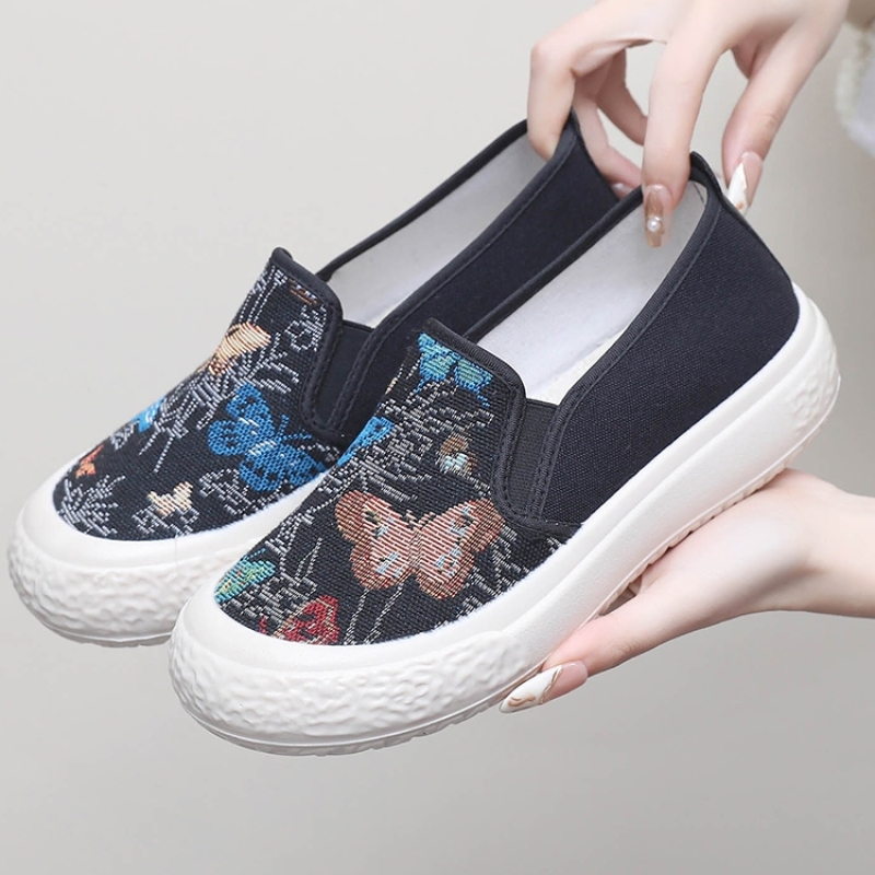 2024新款春夏老北京布鞋女时尚休闲百搭工作鞋平底防滑透气懒人鞋