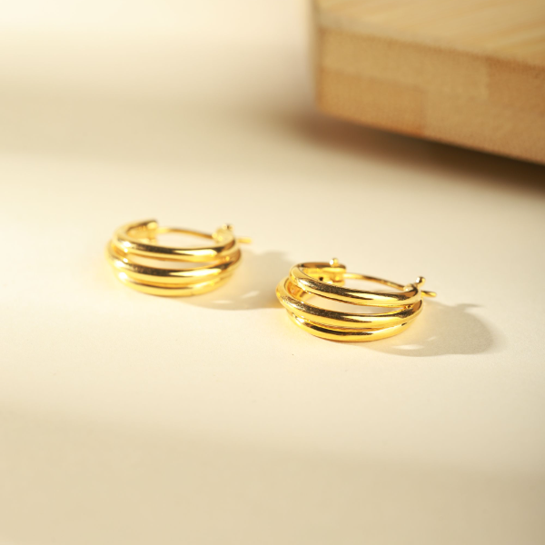 【中国黄金】星莱 | 18k金猫爪圈耳饰*约重1.27克-R977-Y