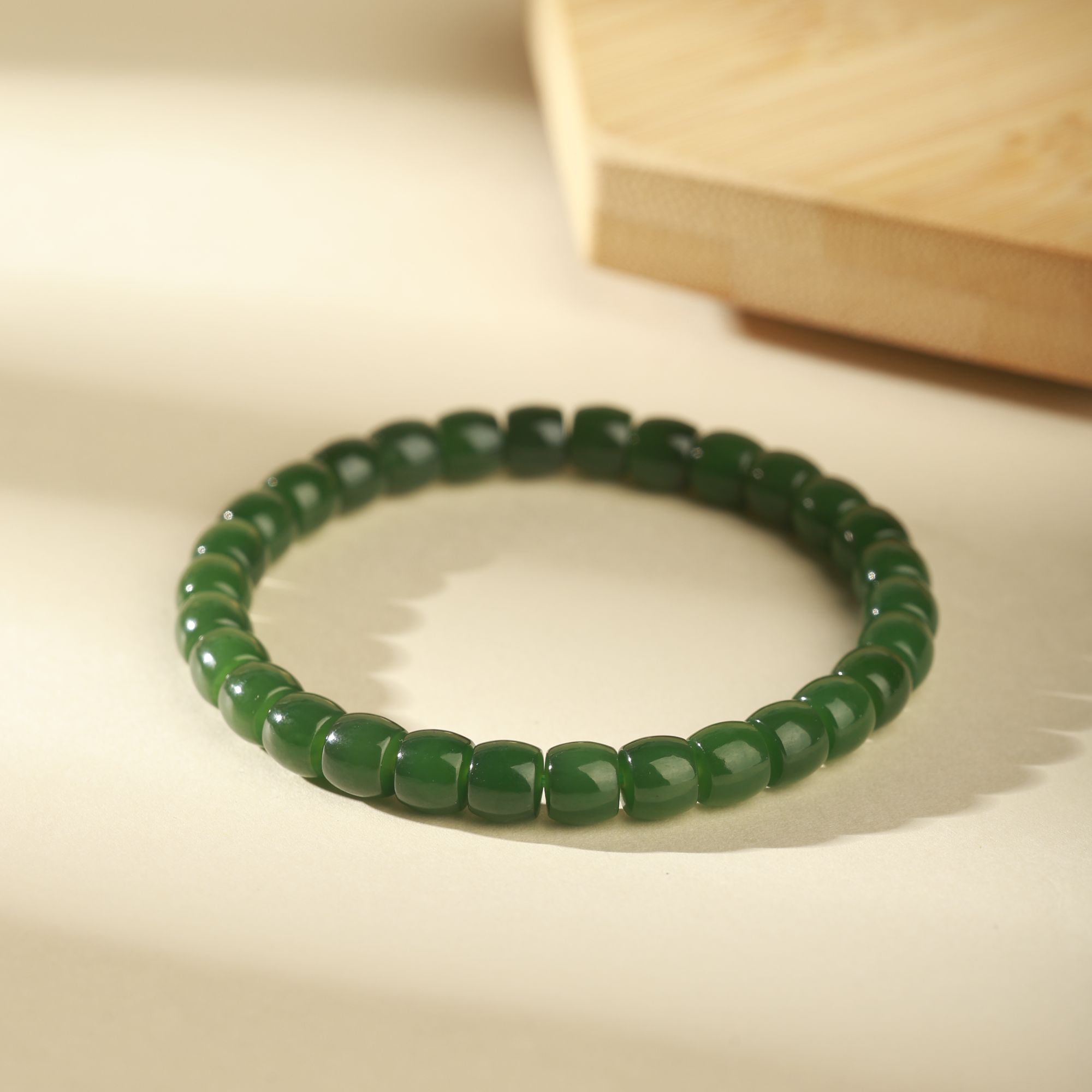 【中国黄金】和田玉碧玉直切手串-S1853-【北】