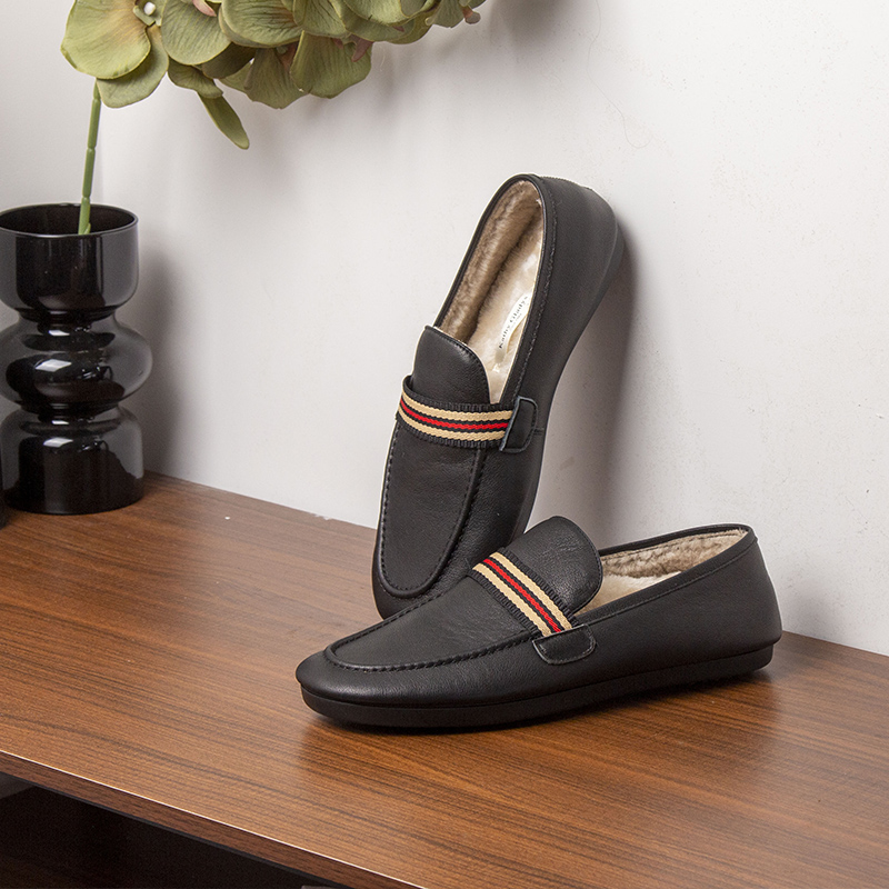 时尚男士豆豆鞋夏季冬季加绒豆豆鞋小皮鞋软底软面牛皮男鞋