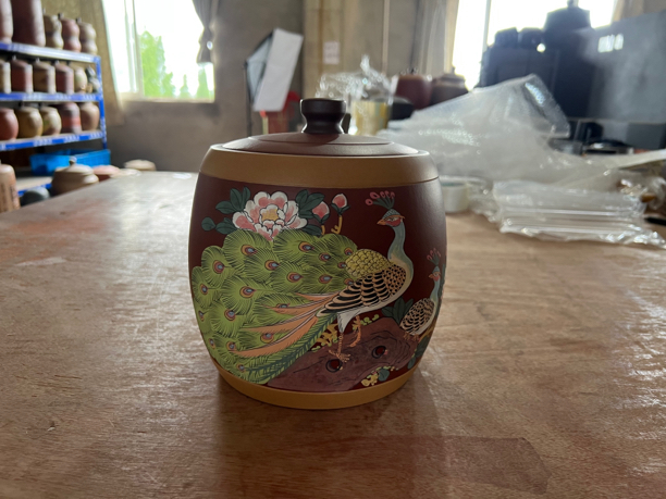 宜兴原矿一斤装醒茶罐茶叶罐密封罐孔雀茶仓紫砂双色粉浆手工制作