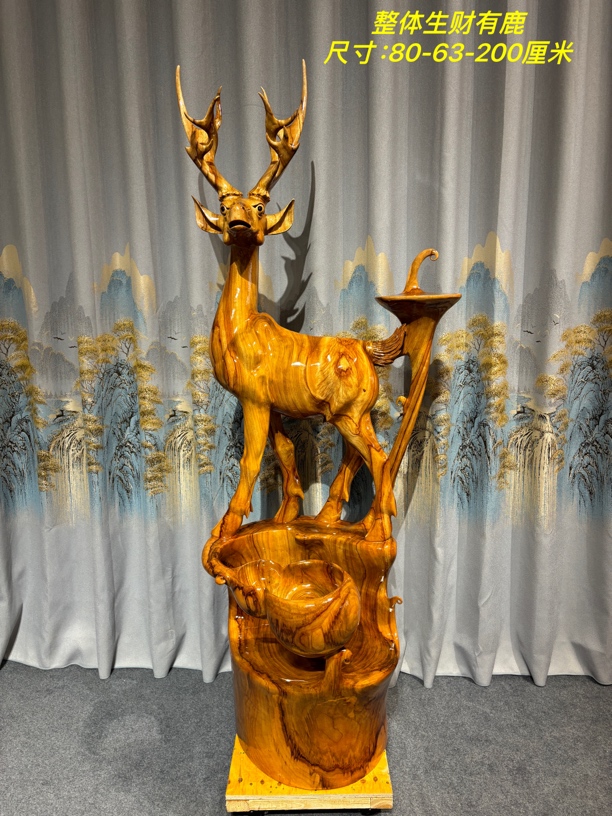 #香樟木、#梅花鹿，生财有鹿、