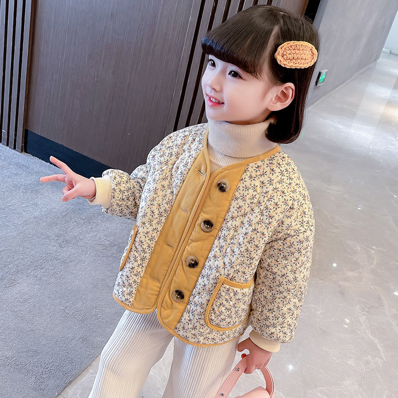 女童冬装棉衣儿童夹棉外套2023新款潮流加厚棉服宝宝校服神器棉袄