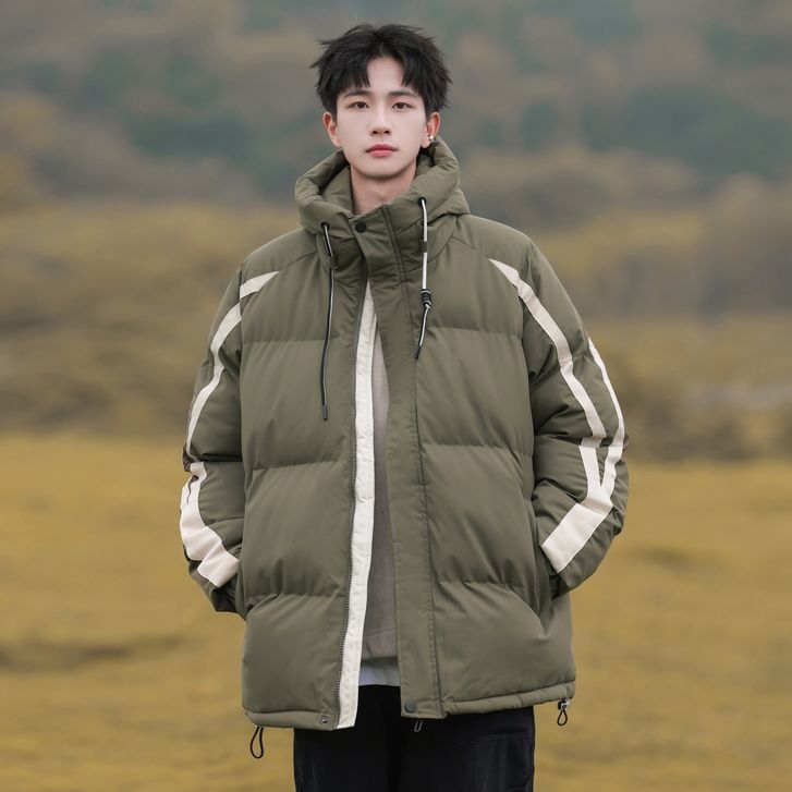 冬季男士连帽防风保暖棉衣潮牌帅气加厚休闲外套初高中学生棉服