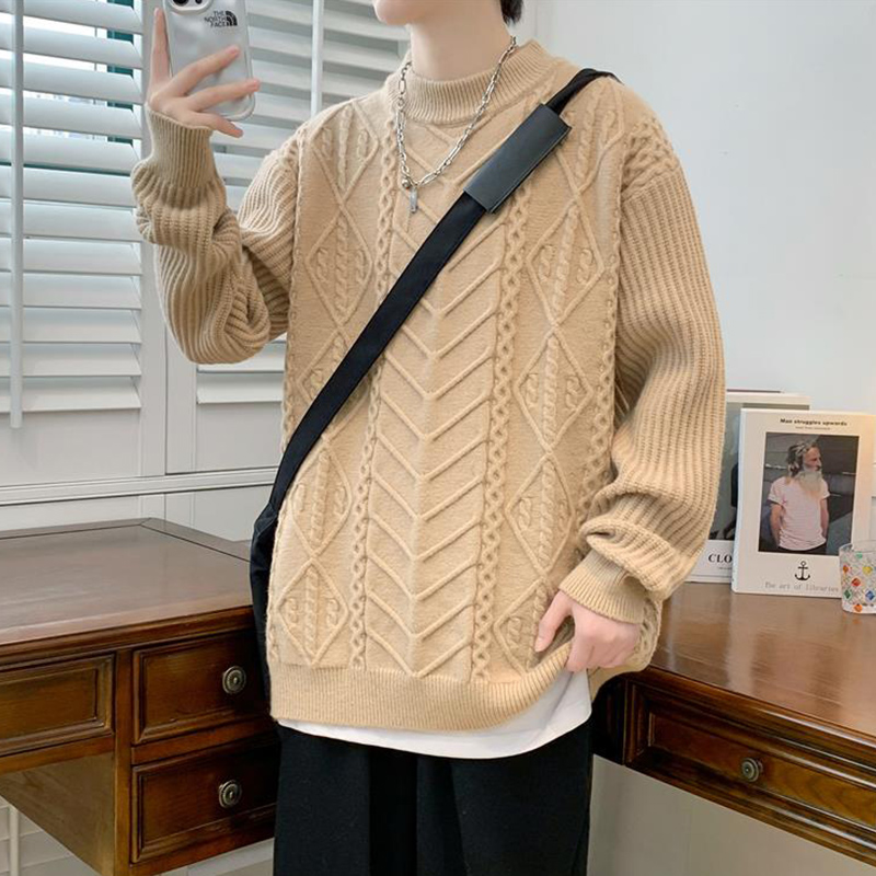 男女同款秋冬季新款毛衣青少年圆领潮流加厚保暖打底针织衫潮牌