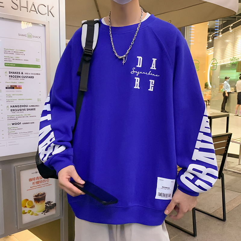春秋季新款圆领卫衣男士潮牌青少年情侣套头学生打底衫上衣服潮流