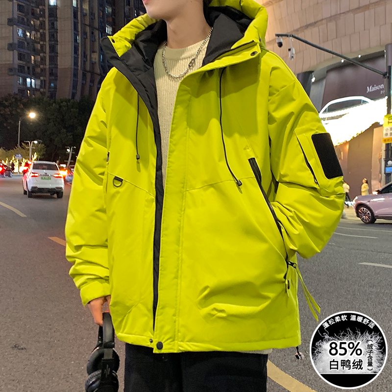 冬季学生男士连帽羽绒服潮牌帅气冲锋衣加厚防寒服外套青少年冬装