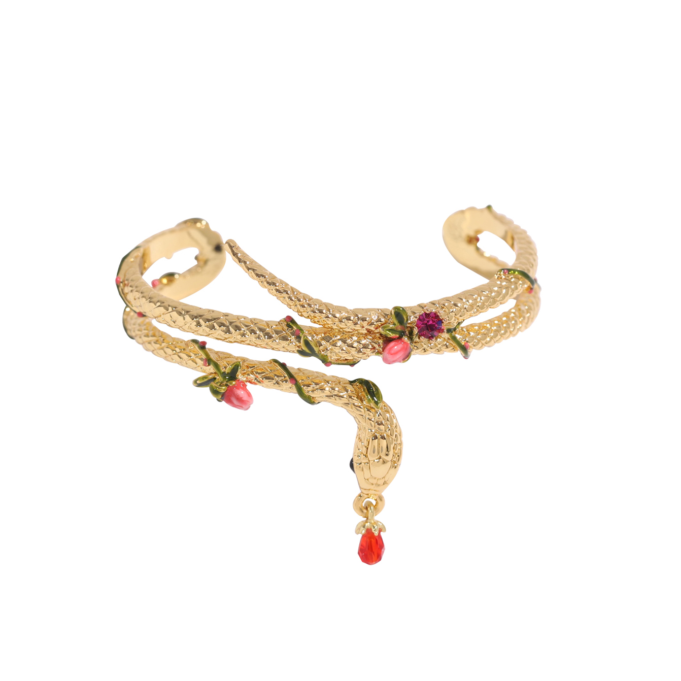 铜合金珐琅手镯 珐琅系列花朵藤蔓缠绕立体蛇手镯