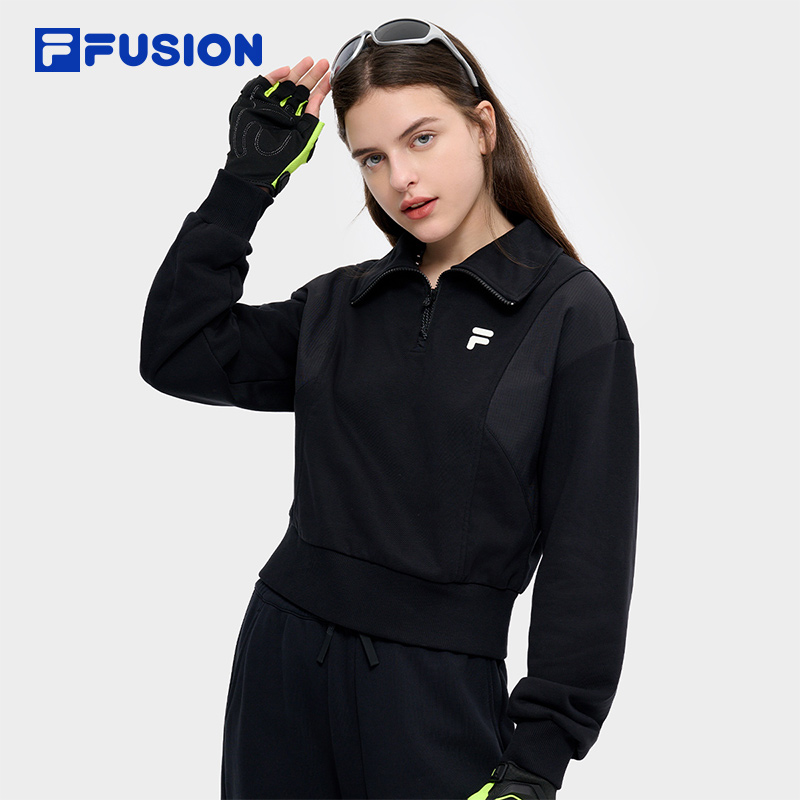 FILA FUSION秋季新款潮流女士翻领时尚户外休闲卫衣T11W441208