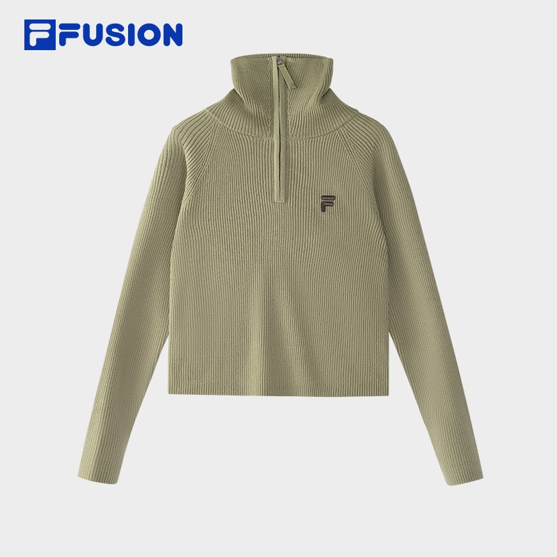 FILA FUSION女装秋季时尚百搭潮流显瘦简约立领毛衣T11W445402