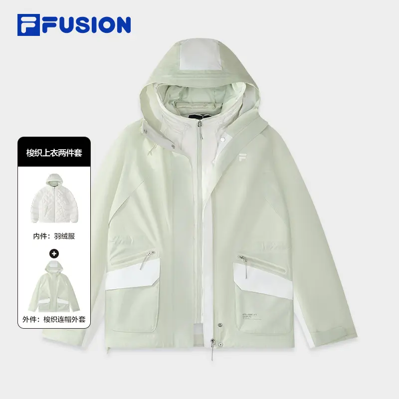 FILA FUSION二合一羽绒服外套女运动户外保暖鸭绒内胆T11W441906