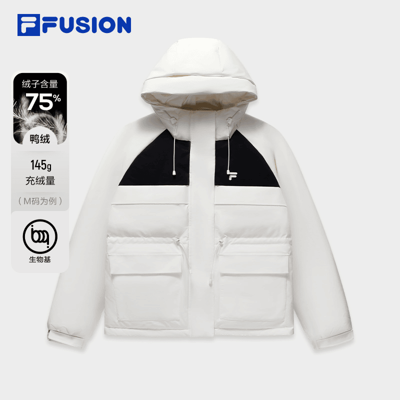 FILA FUSION女款羽绒服运动时尚休闲连帽保暖冬季鸭绒T11W445905