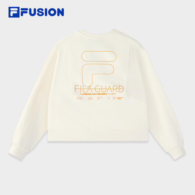 FILA FUSION全棉防泼水油墨印花长袖卫衣女运动休闲T11W441201