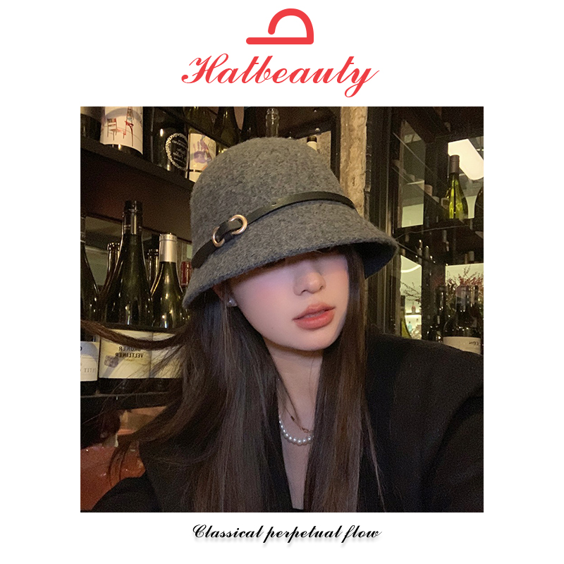 Hatbeauty-赫本风渔夫帽女秋冬季圆顶法式复古保暖礼帽
