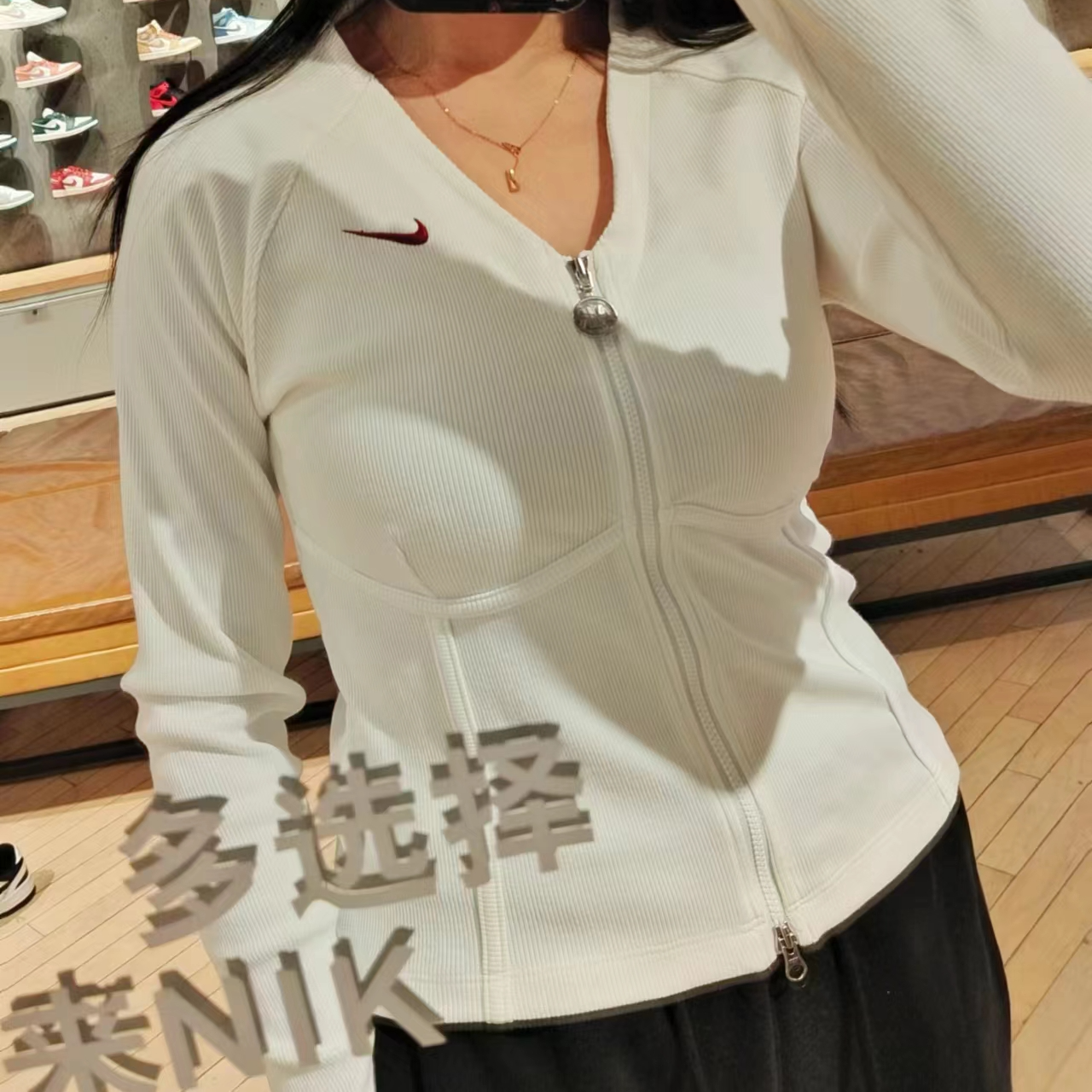 【中街NK专享】耐克正品HF1133100鱼骨衣紧身显瘦白色