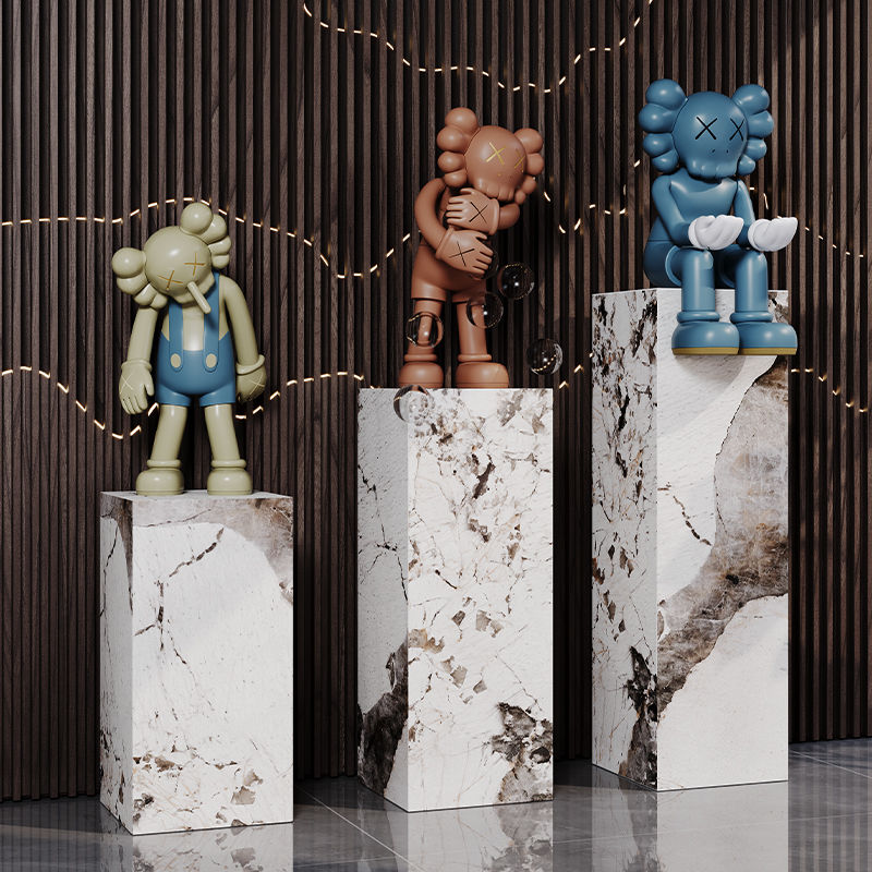 现代简约岩板花架落地式北欧大理石客厅阳台意式轻奢置物装饰架子