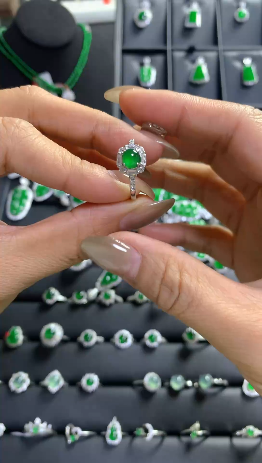 【闪购商品】翡翠戒指银S925镶嵌戒指