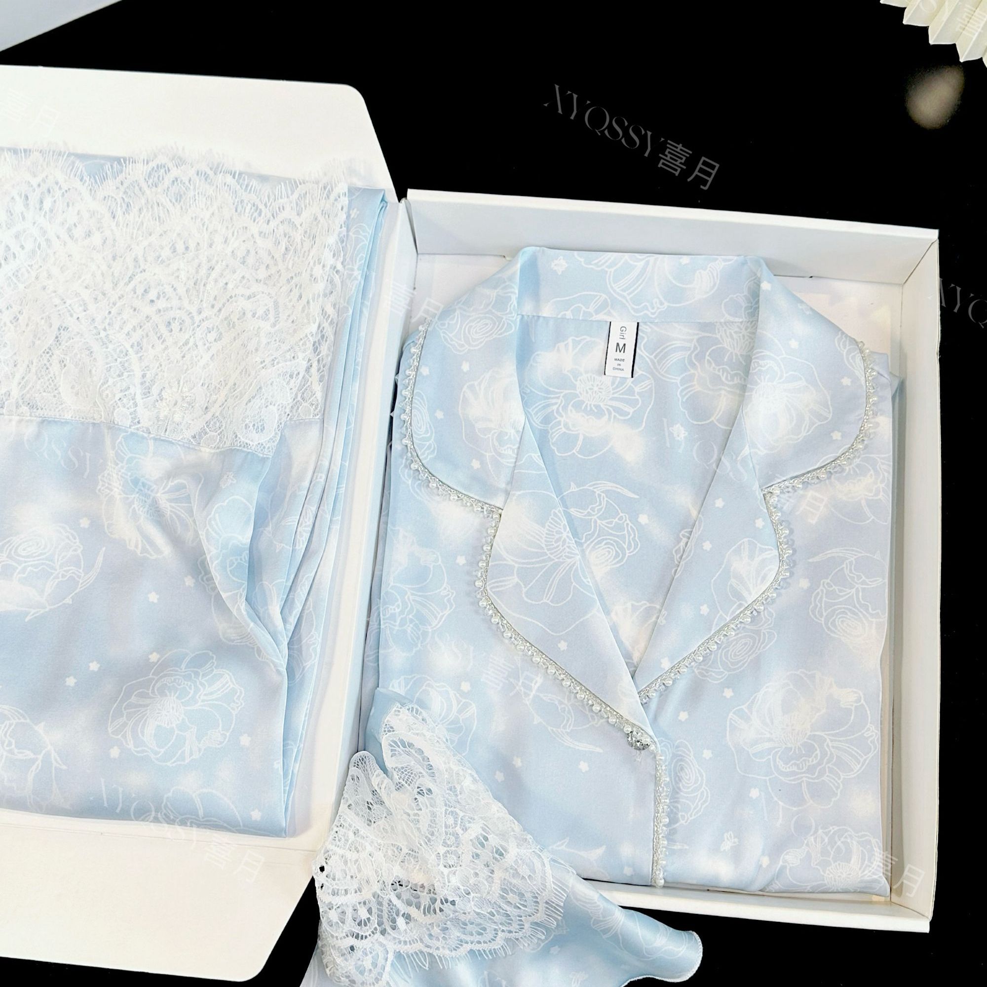 千金冰丝轻奢睡衣女春秋长袖蕾丝高级感开衫新款出门款家居服套装