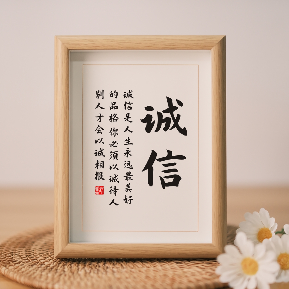 创意书法摆件诚实提醒自己书法摆台高档相框字画挂画座右铭定制