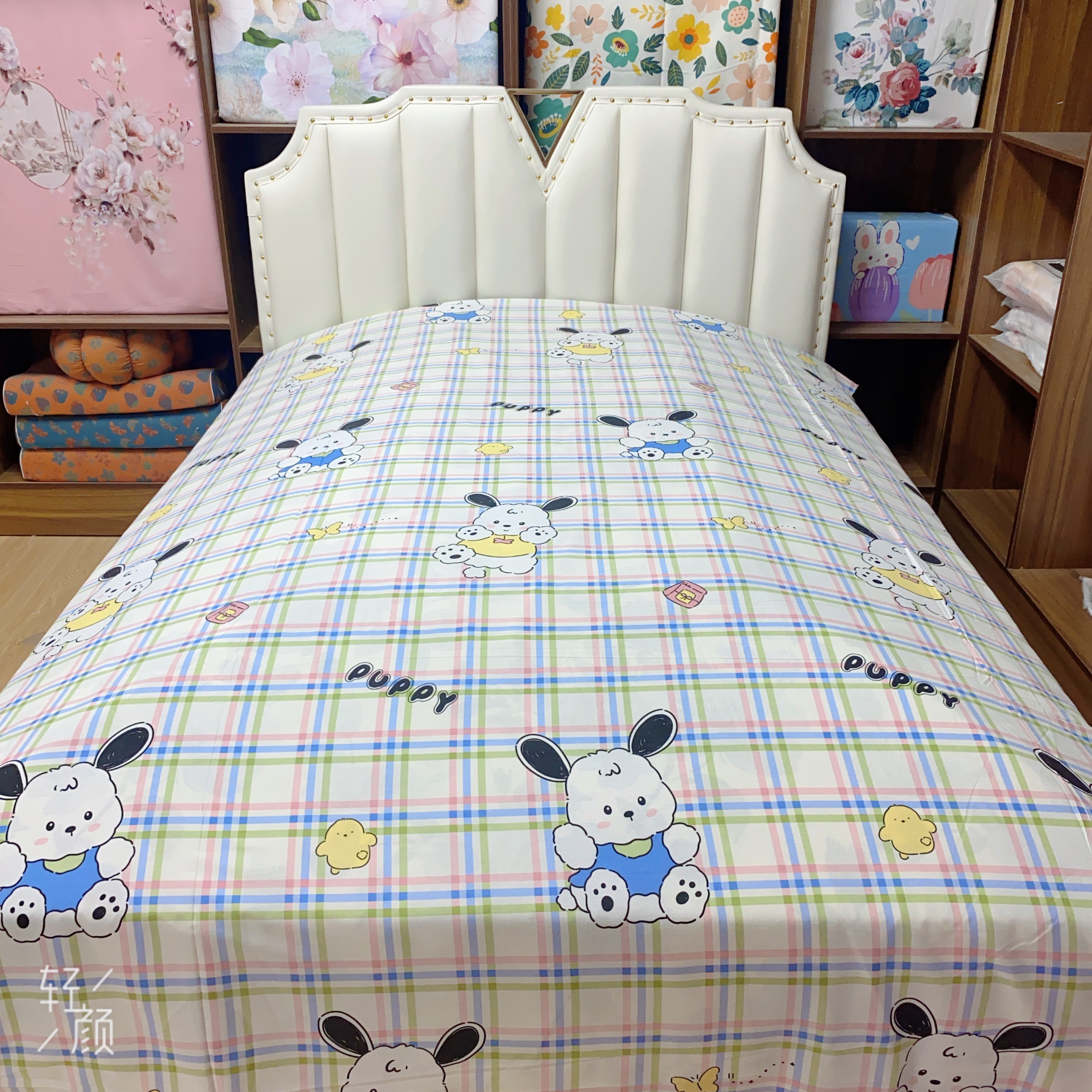 【波点狗】热销爆款加厚棉线小帆布双人床单简约时尚卡通
