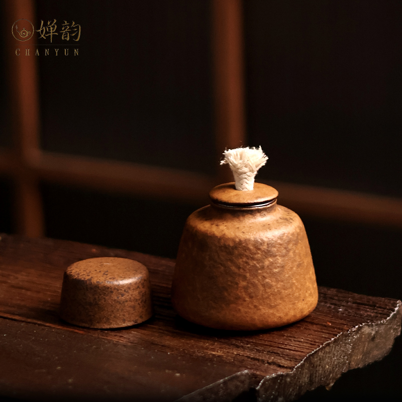 婵韵 灰念酒精炉酱釉棕色复古温茶酒精罐子茶具配件小田甄选
