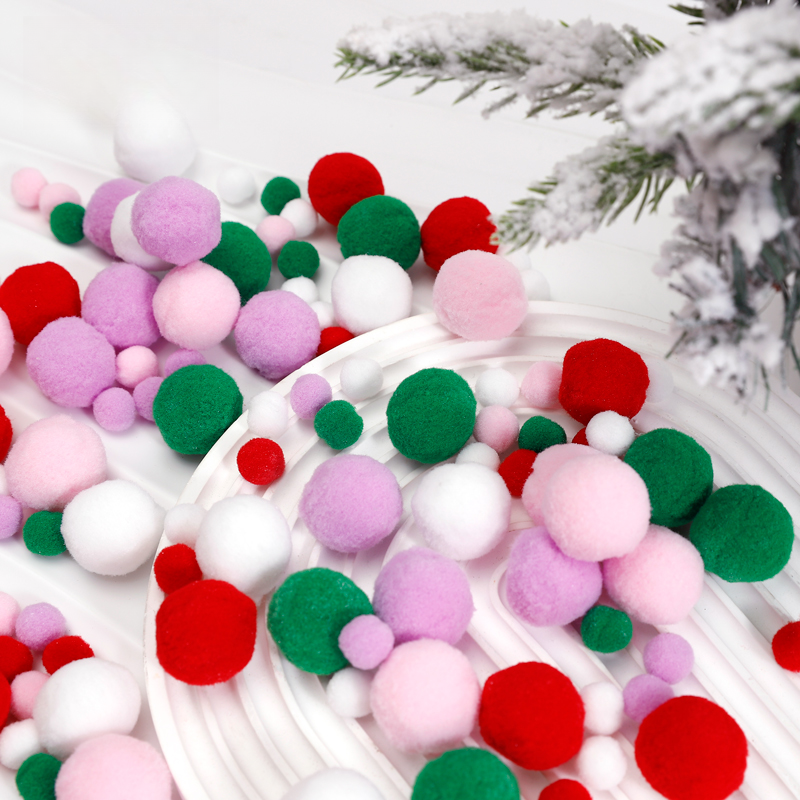 【花店】圣诞节高弹毛球装饰雪花毛绒球平安夜氛围苹果花束包装