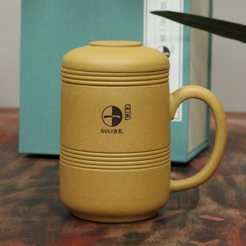 苏一堂古礼紫砂杯格竹内胆杯家用高档泡茶杯过滤主人杯带盖刻字杯