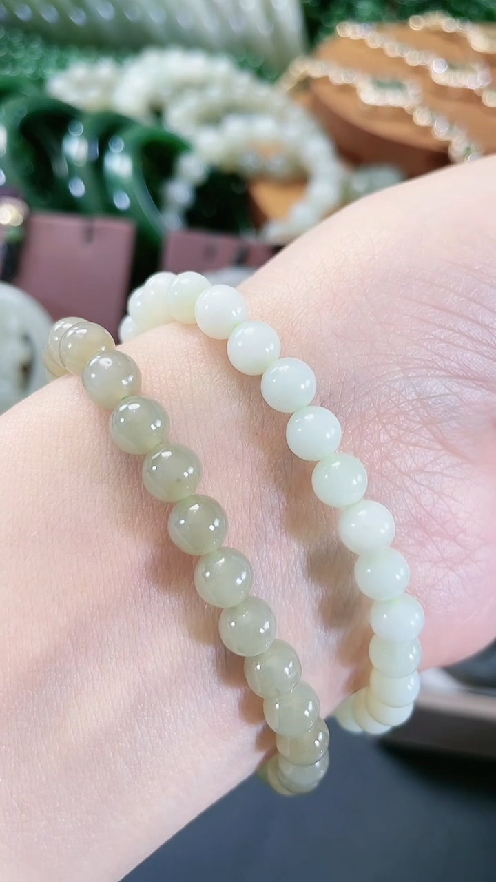 【闪购商品】和田玉卡6mm手串未镶嵌拍一发一（多样性发货）