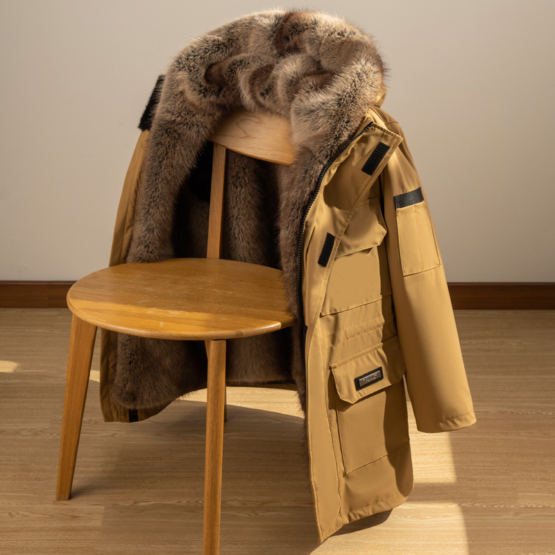 海宁新款派克服男中长款内胆可拆卸加绒加厚大衣冬季大码外套冬季