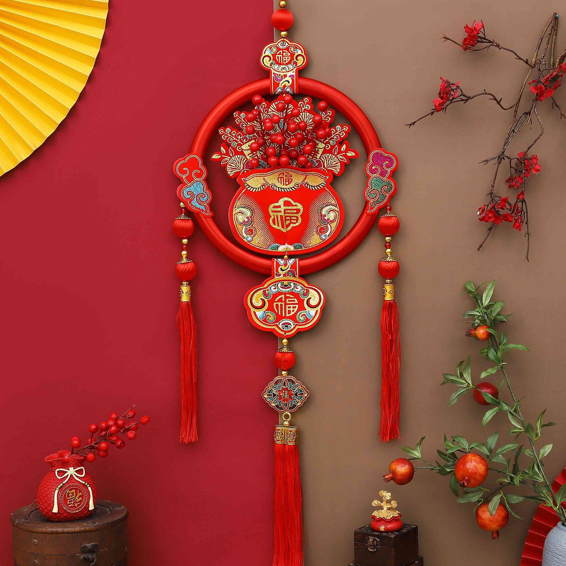 爆款锦鲤鱼挂件单鱼挂饰福利中国结挂件过年春节用品新年装饰福字