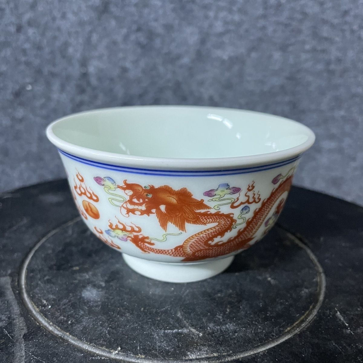 景德镇陶瓷粉彩压手主人茶杯青花龙凤单杯品茗个人手工手绘压手杯