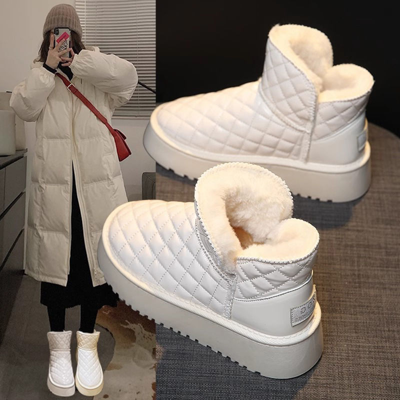 短筒雪地靴女冬季加绒加厚短筒靴子女2023新款女鞋子防水防滑棉鞋